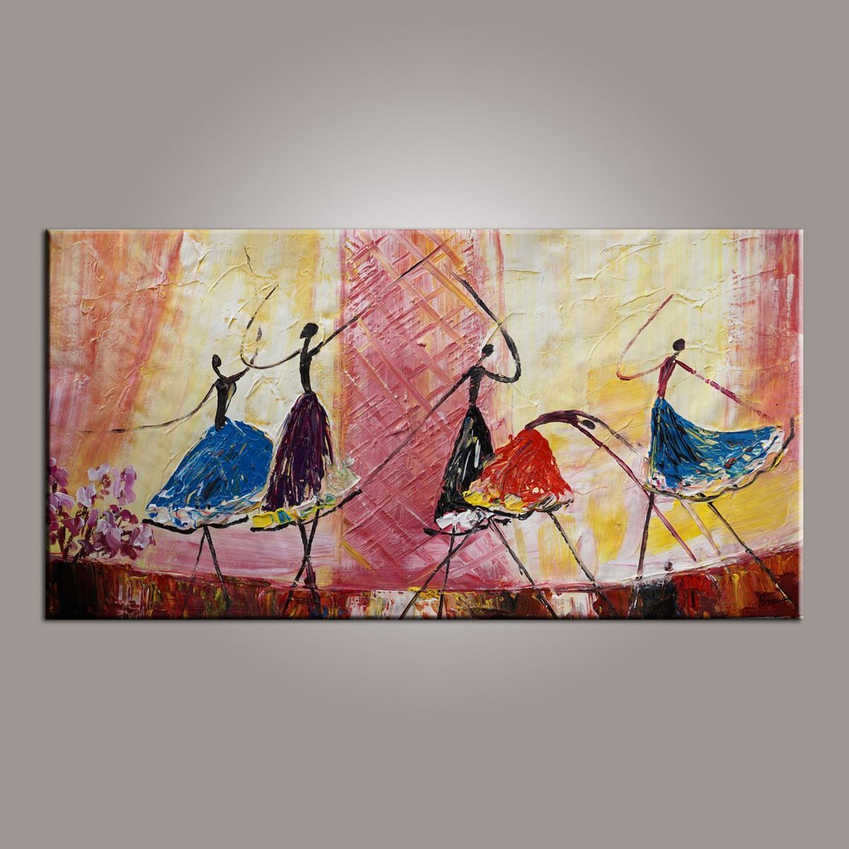 Ballet Dancer Art, Canvas Painting, Abstract Painting, Large Art, Abstract Art, Hand Painted Art, Bedroom Wall Art-Art Painting Canvas