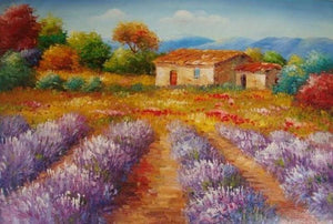 Oil Painting, Canvas Art, Autumn Painting, Lavender Field, Canvas Painting, Landscape Painting, Wall Art, Large Painting, Kitchen Wall Art-Art Painting Canvas