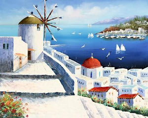 Landscape Painting, Wall Art, Large Painting, Mediterranean Sea Painting, Canvas Painting, Bedroom Art, Oil Painting, Canvas Wall Art-Art Painting Canvas