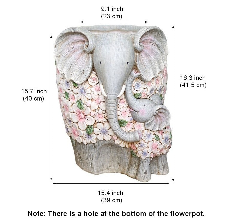 Modern Garden Flower Pot, Unique Animal Statue for Garden Ornaments, Beautiful Elephant Flowerpot, Resin Statue for Garden, Villa Outdoor Decor Gardening Ideas-Art Painting Canvas