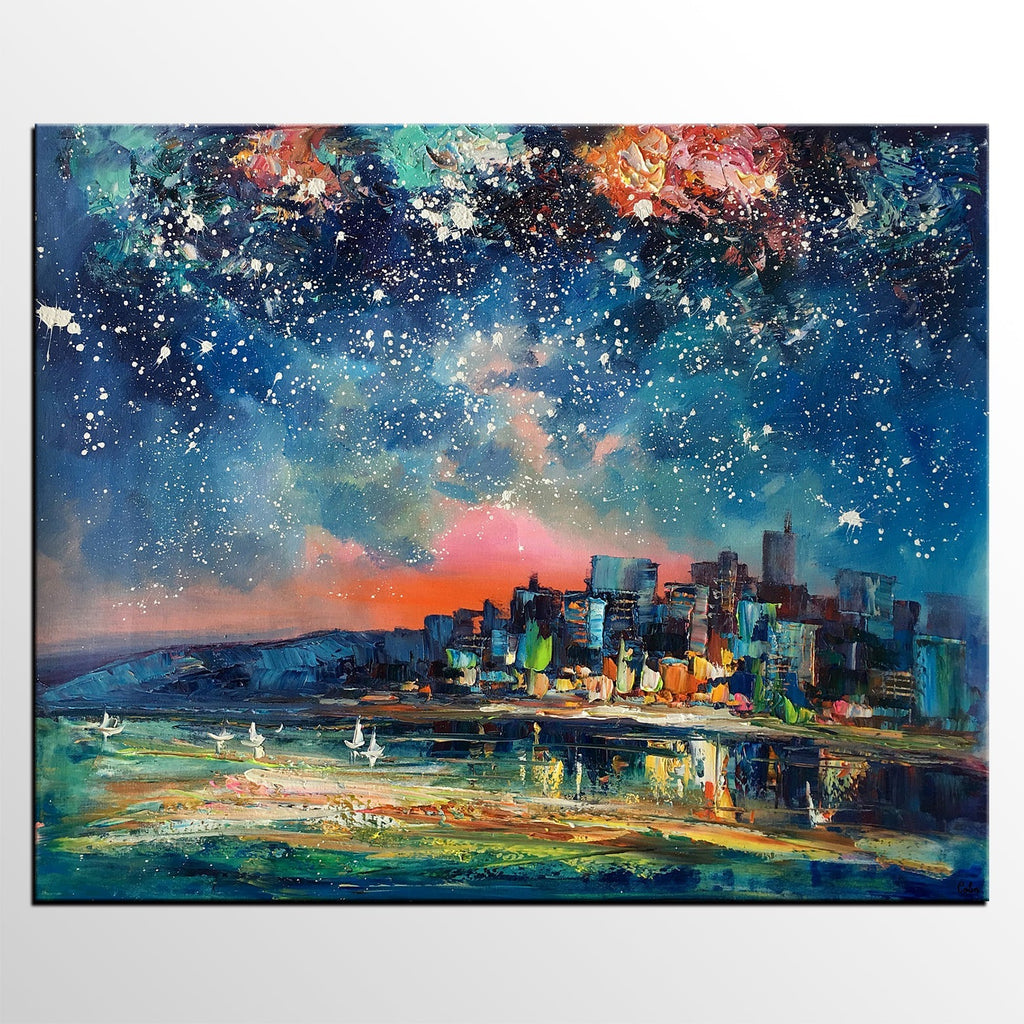 night sky oil painting