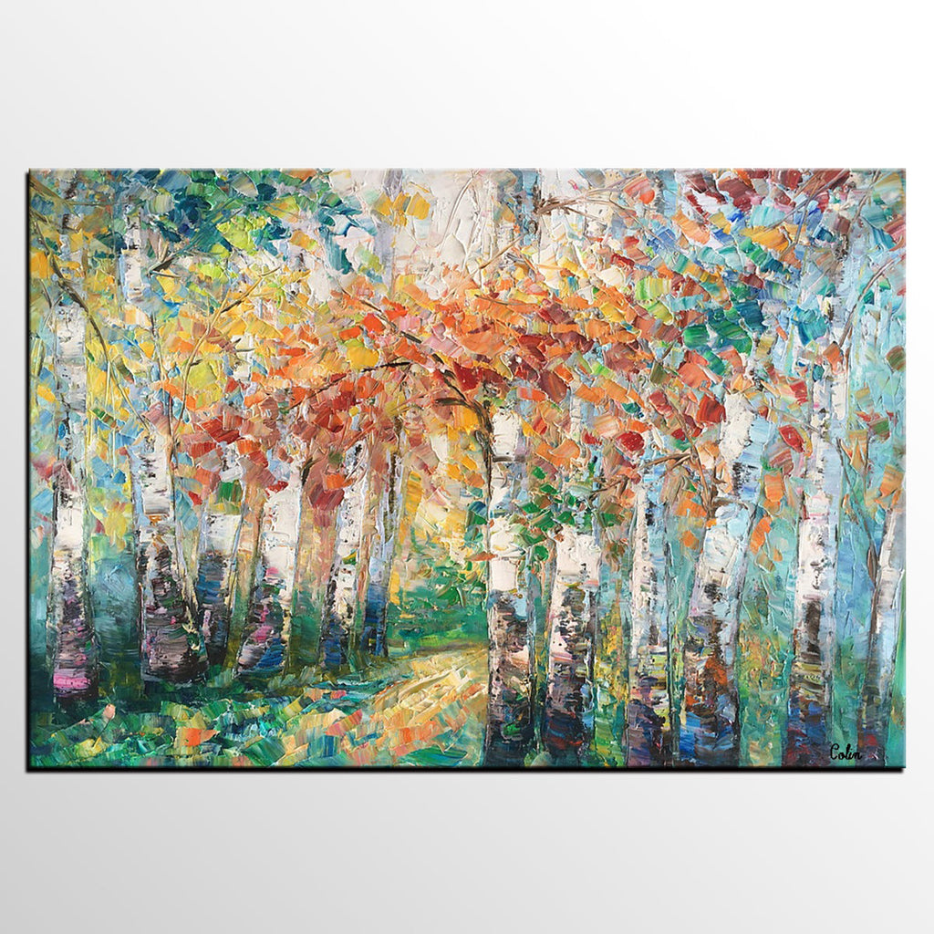 Abstract Art, Forest Tree Painting, Landscape Painting, Heavy Texture –  artworkcanvas