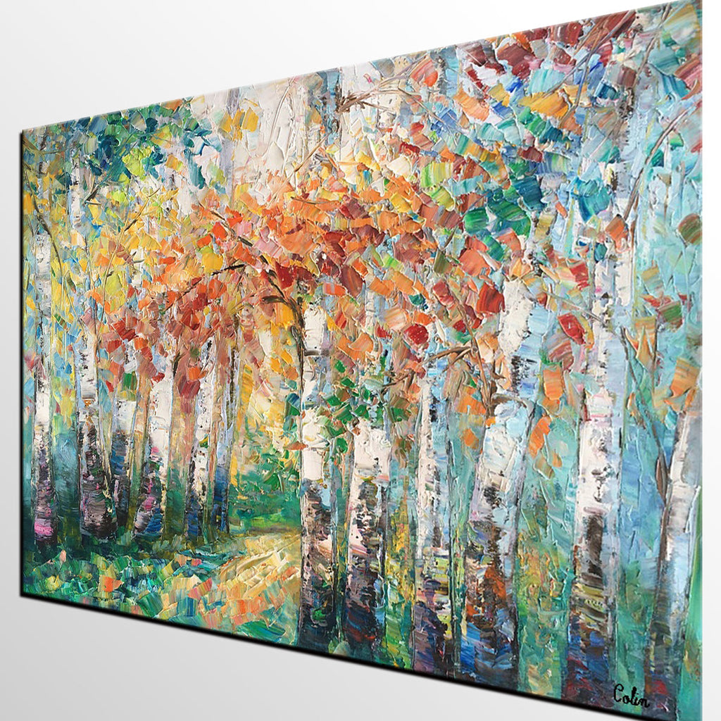 Abstract Art, Forest Tree Painting, Landscape Painting, Heavy Texture –  artworkcanvas