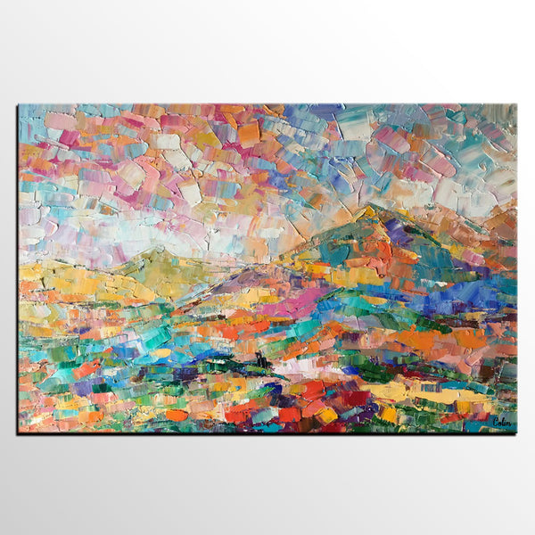 Custom Abstract Painting, Abstract Mountain Landscape Painting, Oil Painting, Heavy Texture Art-Art Painting Canvas