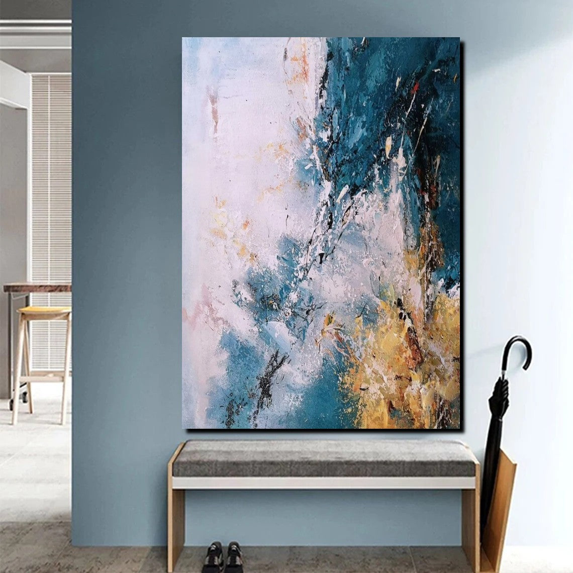 Modern Paintings for Living Room, Simple Modern Art, Blue Abstract Can ...