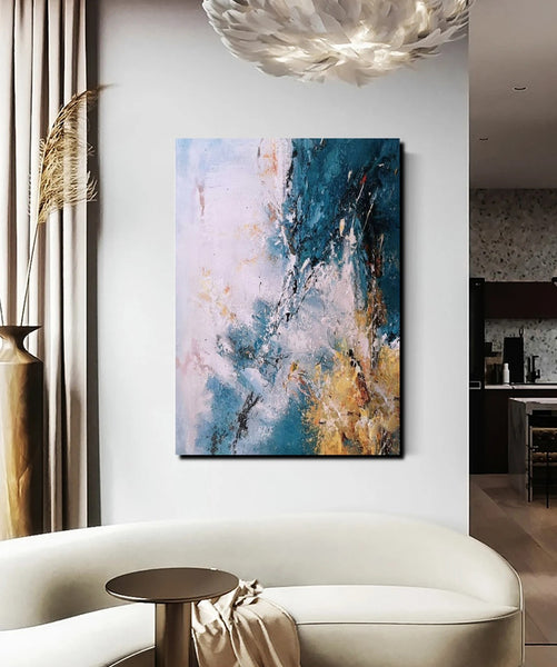Modern Paintings for Living Room, Simple Modern Art, Blue Abstract Can ...
