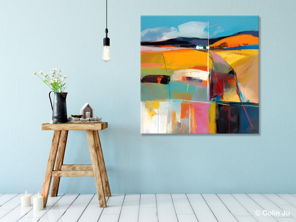 Acrylic Painting for Living Room, Contemporary Abstract Landscape Artwork, Oversized Wall Art Paintings, Original Modern Paintings on Canvas-Art Painting Canvas