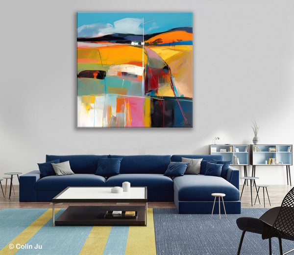 Acrylic Painting for Living Room, Contemporary Abstract Landscape Artwork, Oversized Wall Art Paintings, Original Modern Paintings on Canvas-Art Painting Canvas