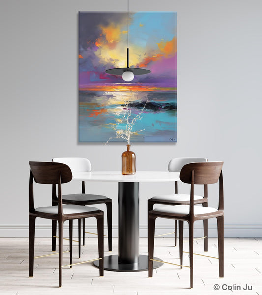 Oil Painting on Canvas, Extra Large Modern Wall Art, Landscape Canvas Paintings for Dining Room, Original Landscape Abstract Painting-Art Painting Canvas