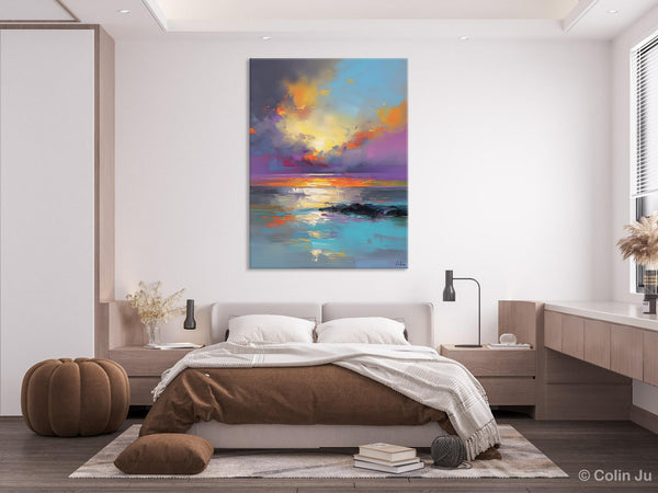 Oil Painting on Canvas, Extra Large Modern Wall Art, Landscape Canvas Paintings for Dining Room, Original Landscape Abstract Painting-Art Painting Canvas