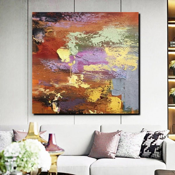 Simple Abstract Paintings, Modern Contemporary Wall Art Ideas, Living Room Acrylic Paintings, Heavy Texture Painting, Hand Painted Canvas Art-Art Painting Canvas