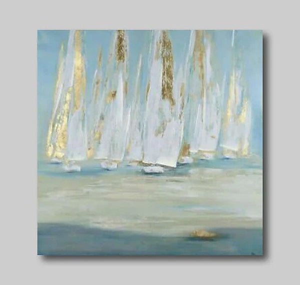 Easy Painting Ideas for Bedroom, Sail Boat Paintings, Acrylic Painting on Canvas, Large Acrylic Canvas Painting, Oversized Canvas Painting for Sale-Art Painting Canvas