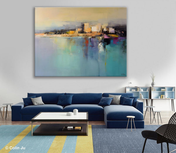 Abstract Landscape Paintings, Palette Knife Canvas Art, Extra Large Canvas Painting for Dining Room, Original Canvas Wall Art Paintings-Art Painting Canvas