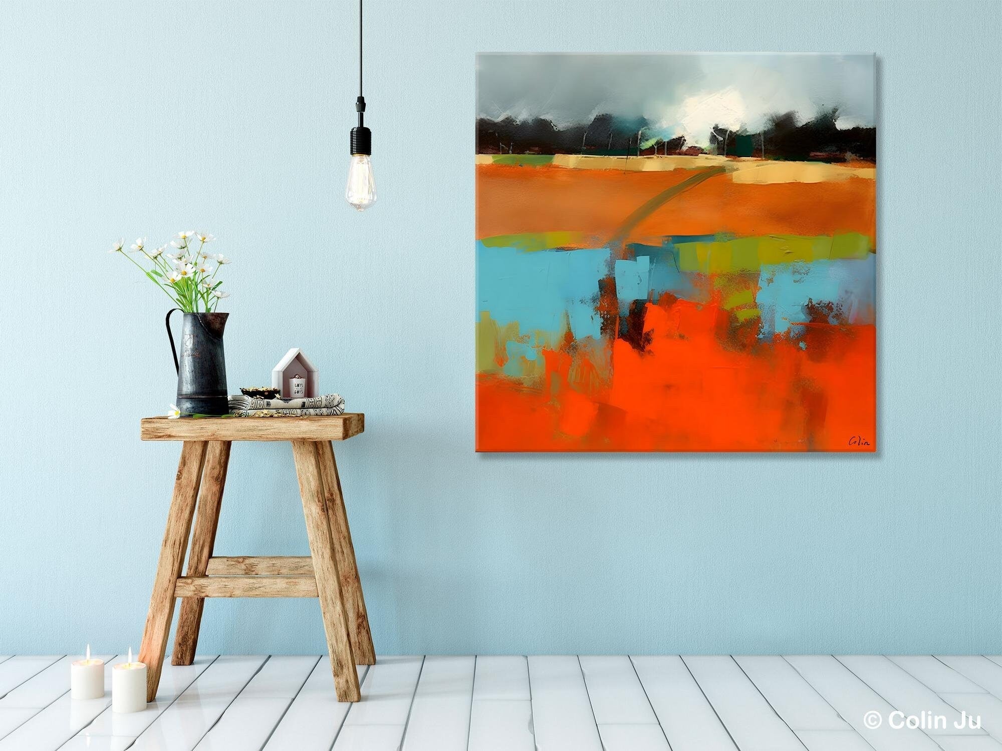 Original Abstract Wall Art, Landscape Acrylic Art, Landscape Canvas Art, Hand Painted Canvas Art, Large Abstract Painting for Living Room-Art Painting Canvas