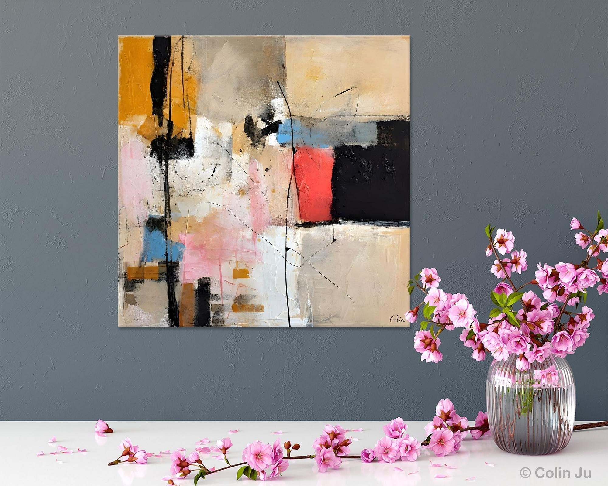 Contemporary Canvas Art, Modern Acrylic Artwork, Original Modern Paintings,  Heavy Texture Canvas Art, Large Abstract Painting for Bedroom