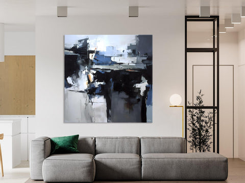 Original Modern Wall Art on Canvas, Black Contemporary Canvas Art, Modern Acrylic Artwork for Sale, Large Abstract Painting for Bedroom-Art Painting Canvas