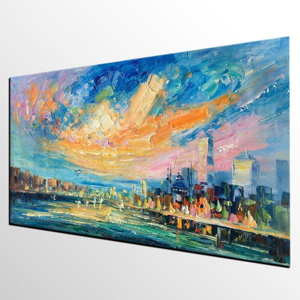 Abstract Cityscape Art, Abstract Canvas Art, Impasto Artwork, Canvas Painting, Custom Extra Large Painting-Art Painting Canvas