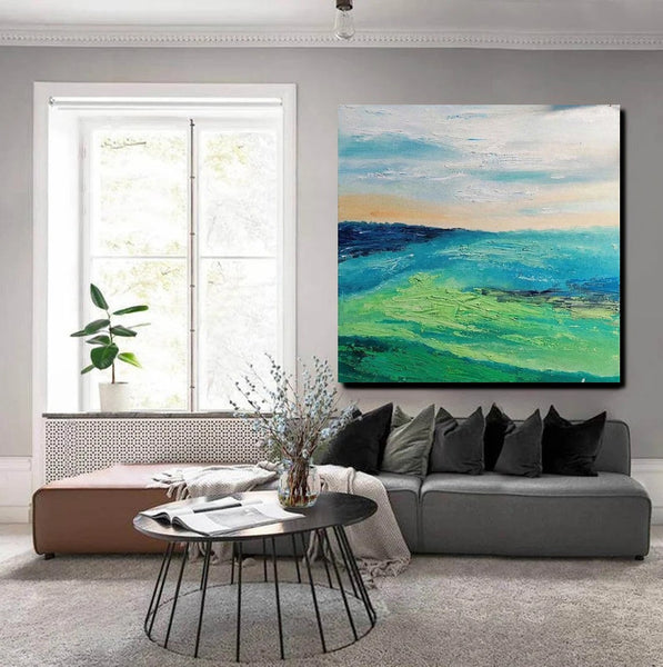 Landscape Acrylic Paintings, Abstract Landscape Painting, Modern Paintings for Living Room, Heavy Texture Painting, Large Painting Behind Sofa-Art Painting Canvas