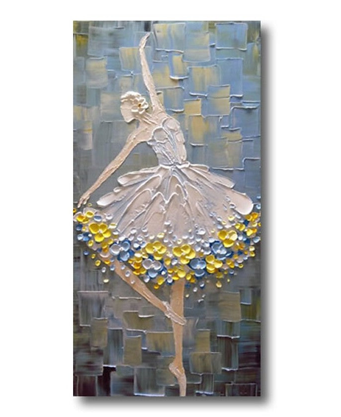 Heavy Texture Painting, Ballet Dancer Painting, Simple Acrylic Paintings, Palette Knife Painting, Acrylic Painting for Bedroom, Painting on Canvas-Art Painting Canvas