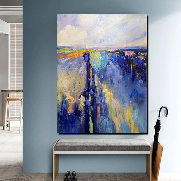 Acrylic Paintings on Canvas, Large Paintings Behind Sofa, Acrylic Painting for Bedroom, Blue Modern Paintings, Buy Paintings Online-Art Painting Canvas